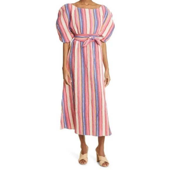 Mara Hoffman Cecilia Stripe Organic Cotton Midi Sun Dress Rainbow Multi Medium - Picture 4 of 12